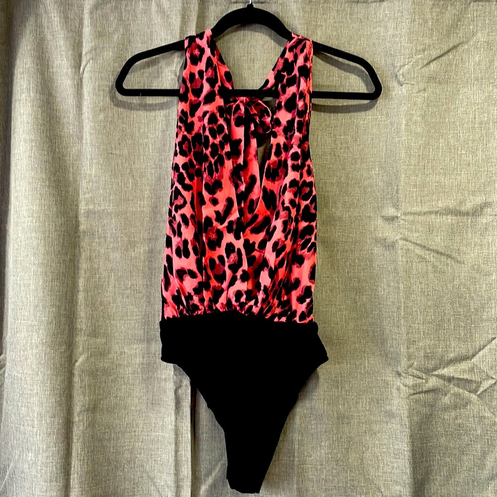 #3 NWOT Pink Sexy Leopard Halter Bodysuit